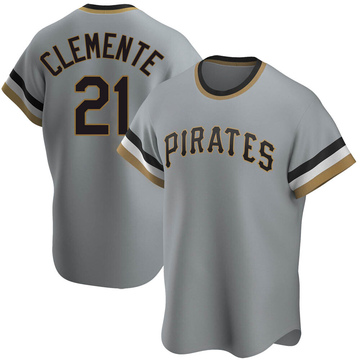 Men's Majestic Threads Roberto Clemente Cream Pittsburgh Pirates Cooperstown  Collection 3/4 Sleeve Tri-Blend Raglan T-Shirt